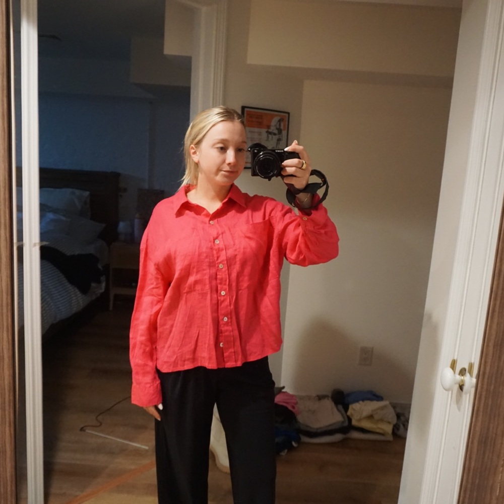 Cynthia Rowley Bold Red Linen Shirt